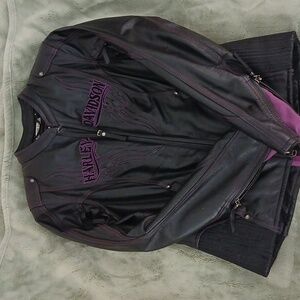 2012 Harley Davidson Women's Misty Willow Black & Purple Leather Jacket S